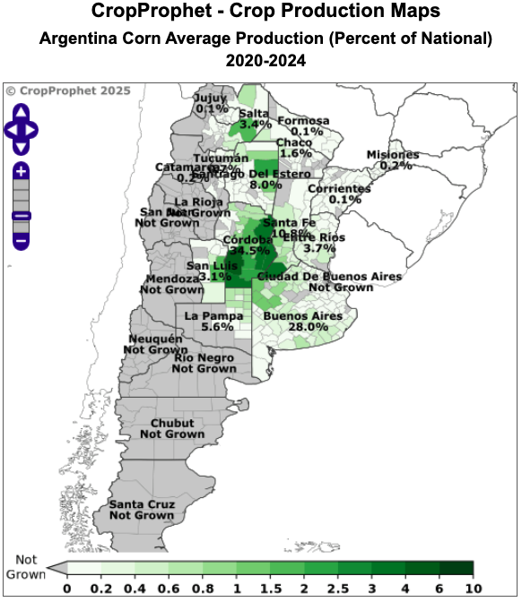 Argentina Corn Production Map